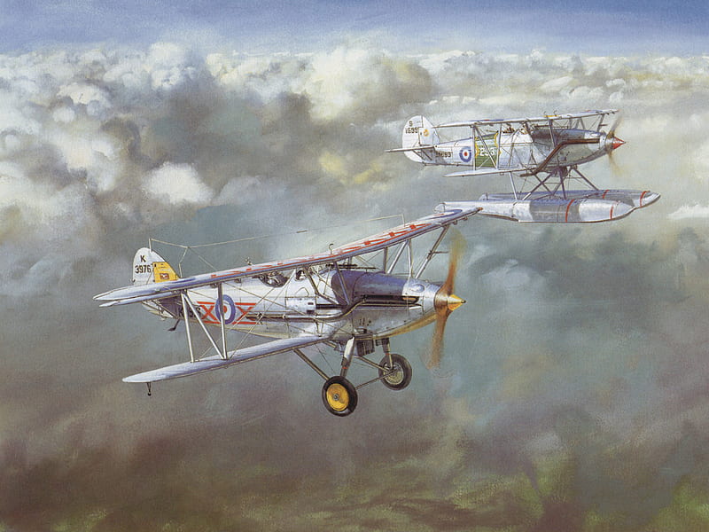 painting_ao7, old byplanes, seaplane, ww1, HD wallpaper