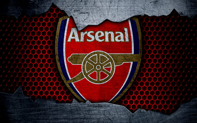 Arsenal London football, Premier League, emblem, Arsenal logo, football club, London, UK, metal texture, grunge, HD wallpaper