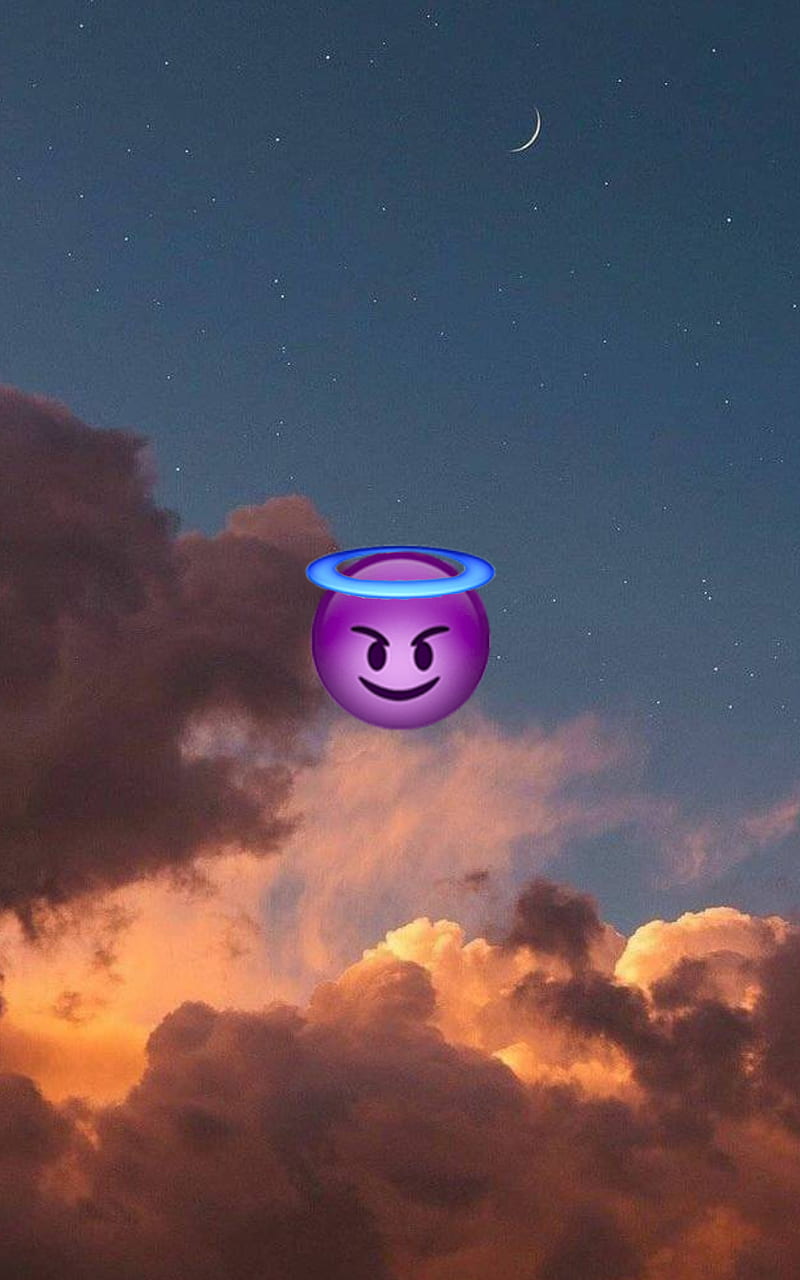 Emoji, angel, devil, lights, HD phone wallpaper