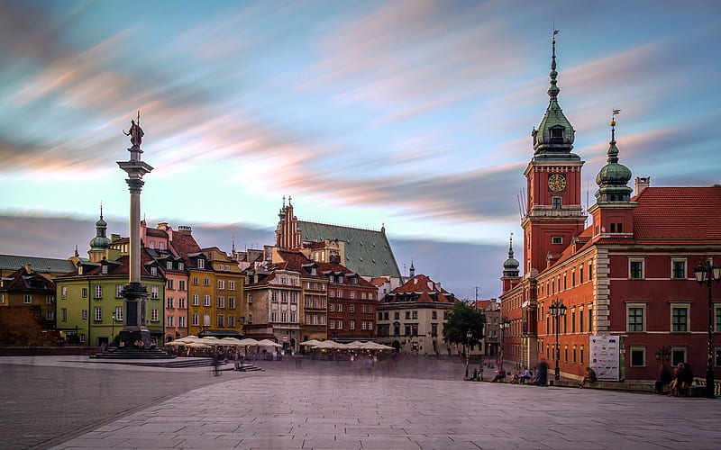 Warsaw, Poland, Poland, monument, palace, Warsaw, square, HD wallpaper