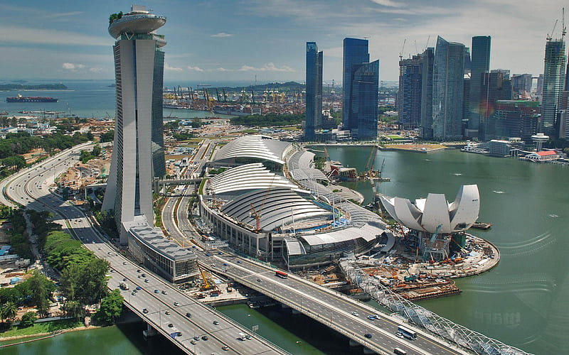 Marina Bay Sands Traffic Singapore-architectural landscape, HD wallpaper