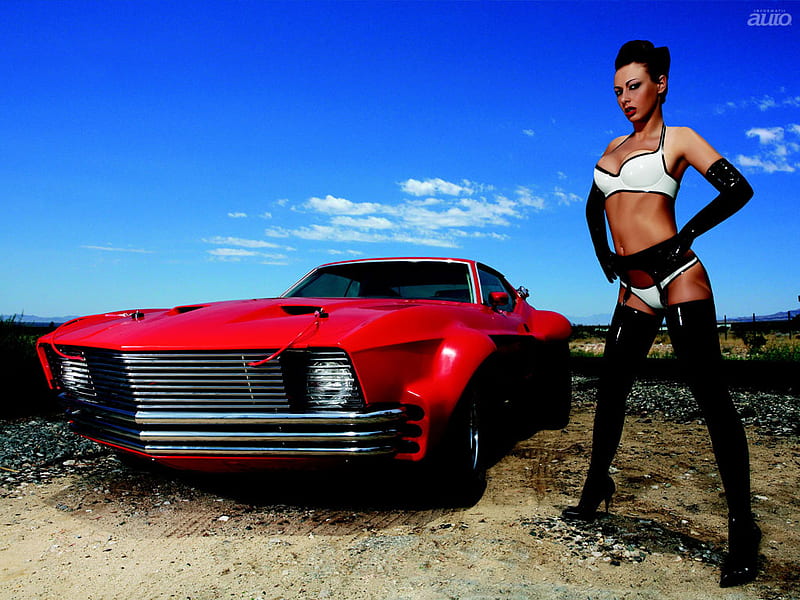 Super-Babe-And-Cool-Car, car and babe, red, model and car, autobabe, HD wallpaper