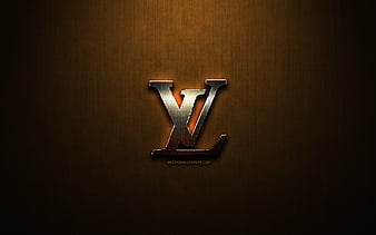 Louis Vuitton glitter logo, creative, internet browser, bronze metal background, Louis Vuitton logo, brands, Louis Vuitton, HD wallpaper