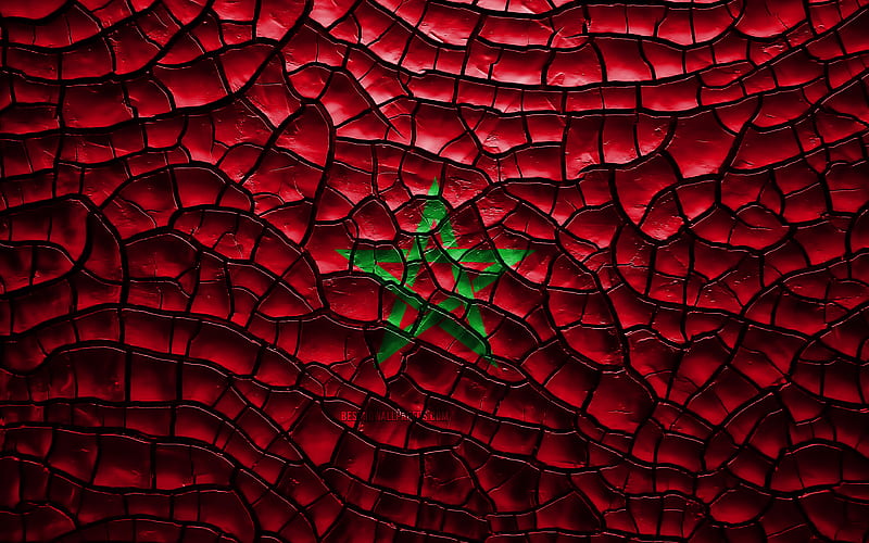 Flag of Morocco cracked soil, Africa, Moroccan flag, 3D art, Morocco, African countries, national symbols, Morocco 3D flag, HD wallpaper
