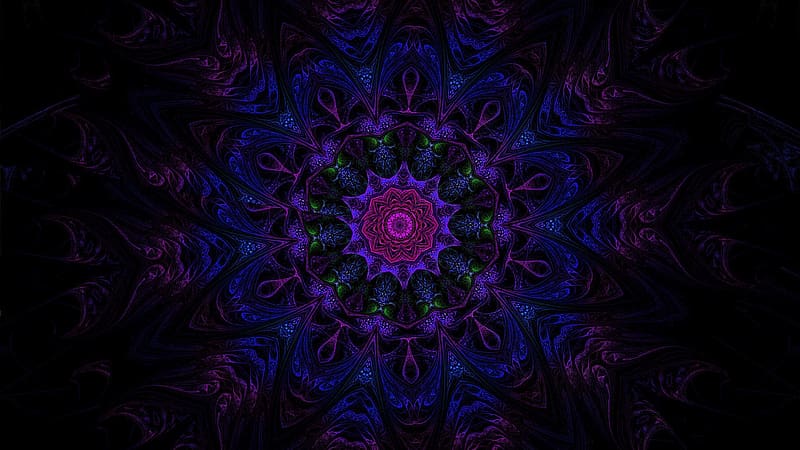 Abstract, Flower, Fractal, Purple, Colorful, Kaleidoscope, HD wallpaper