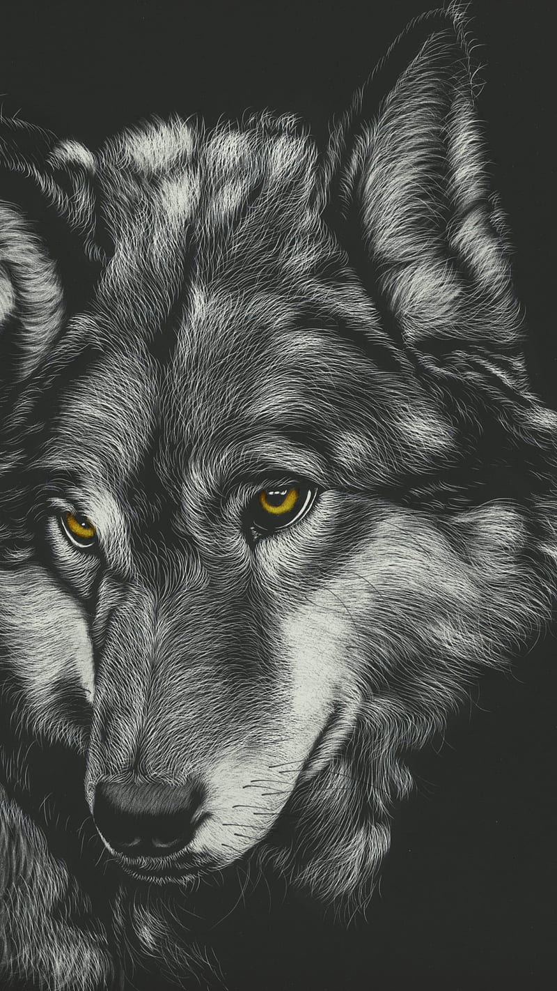 Lobo, animal, arte, negro, dibujos, cara, blanco, Fondo de pantalla de  teléfono HD | Peakpx