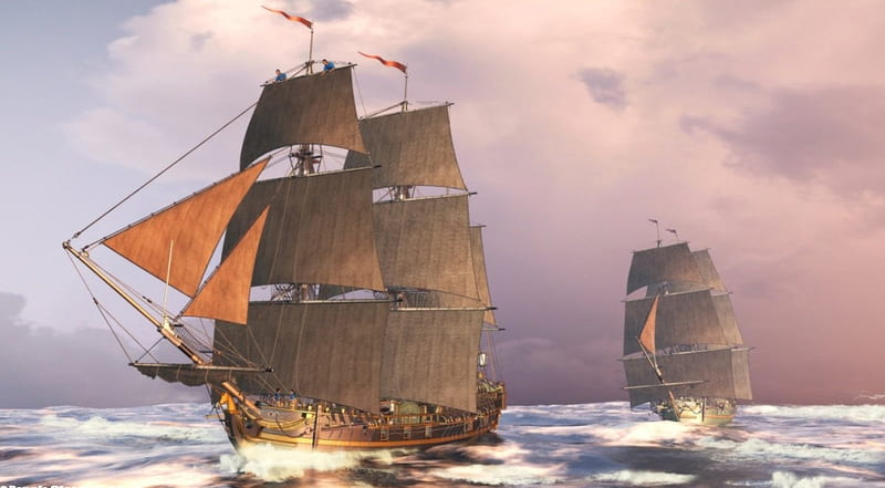 Sailing the Med, sky, sea, sailing ships, HD wallpaper