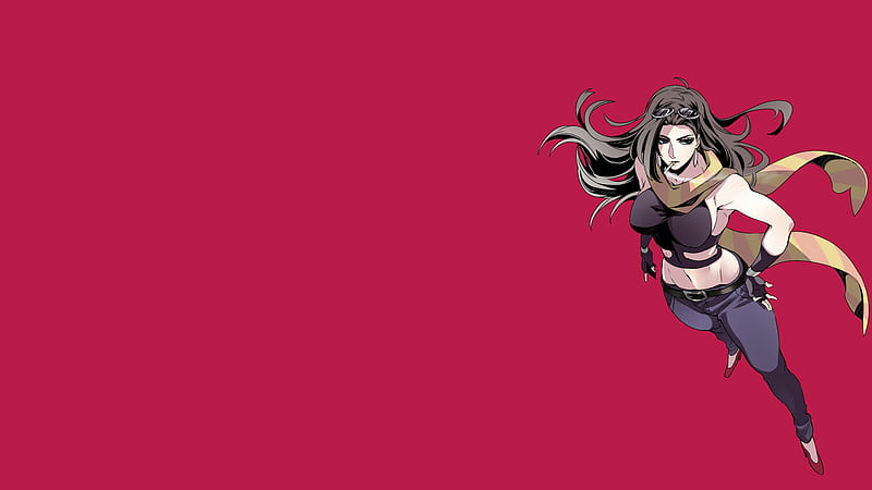 Jojo Long Hair Lisa With Brown Scarf On Side With Red Background Anime, HD wallpaper