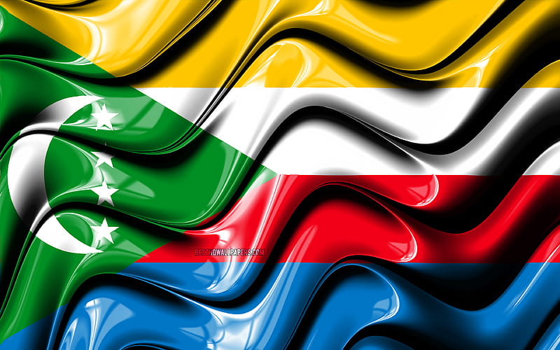 Comoros flag Africa, national symbols, Flag of Comoros, 3D art, Comoros, The Comoro Islands, African countries, Comoros 3D flag, HD wallpaper