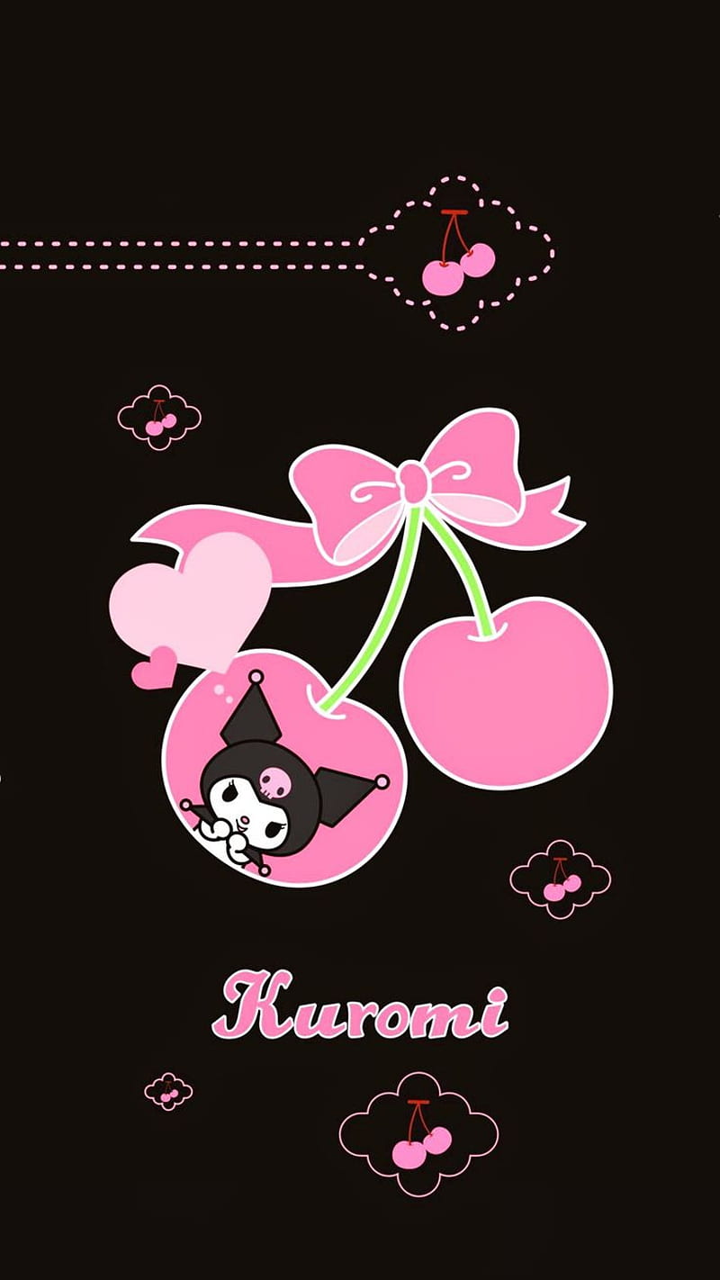 Kuromi cherry, black, edgy, emo, pink, HD phone wallpaper | Peakpx