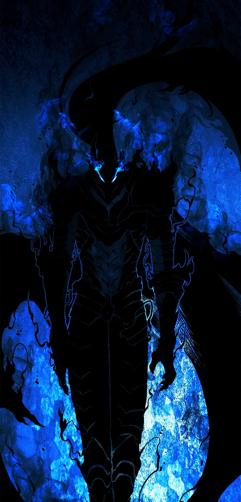 Solo leveling, anime, balck, blue, dark, dead, HD phone wallpaper