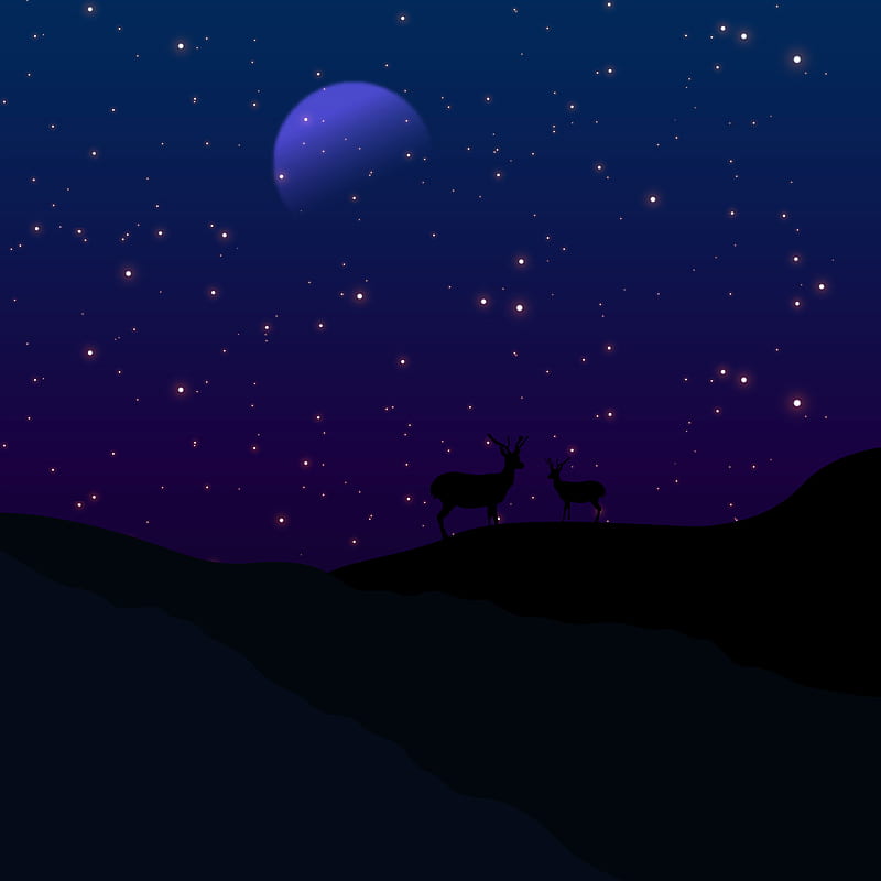 Deer silhouette night, animals, climate change, earth, flowers, landscape, love nature, mountain, nature, wildlife, HD phone wallpaper