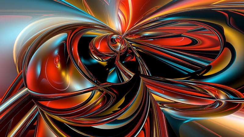 fractal, 3d, colorful, abstraction, HD wallpaper