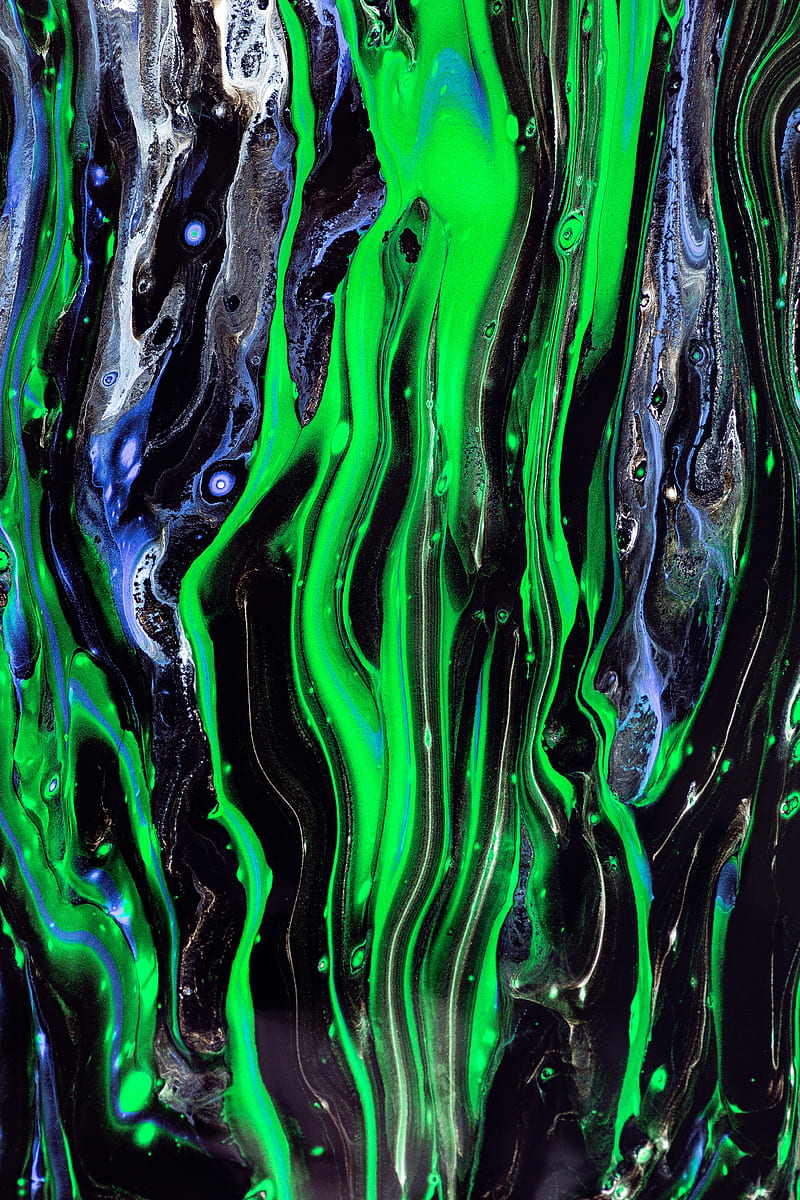stains, waves, paint, liquid, abstraction, green, HD phone wallpaper