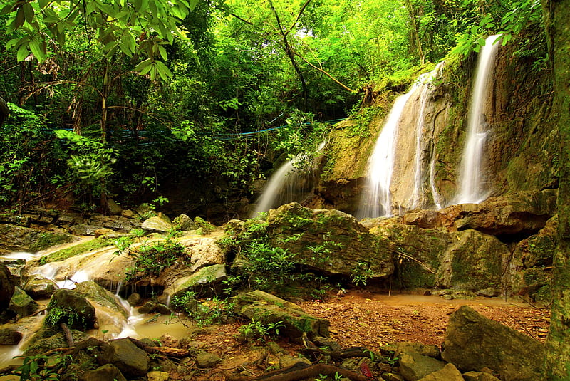 FOREST FALLS, Waterfalls, Parks, Thailand, Nature, Thung Salaeng Luang, HD wallpaper