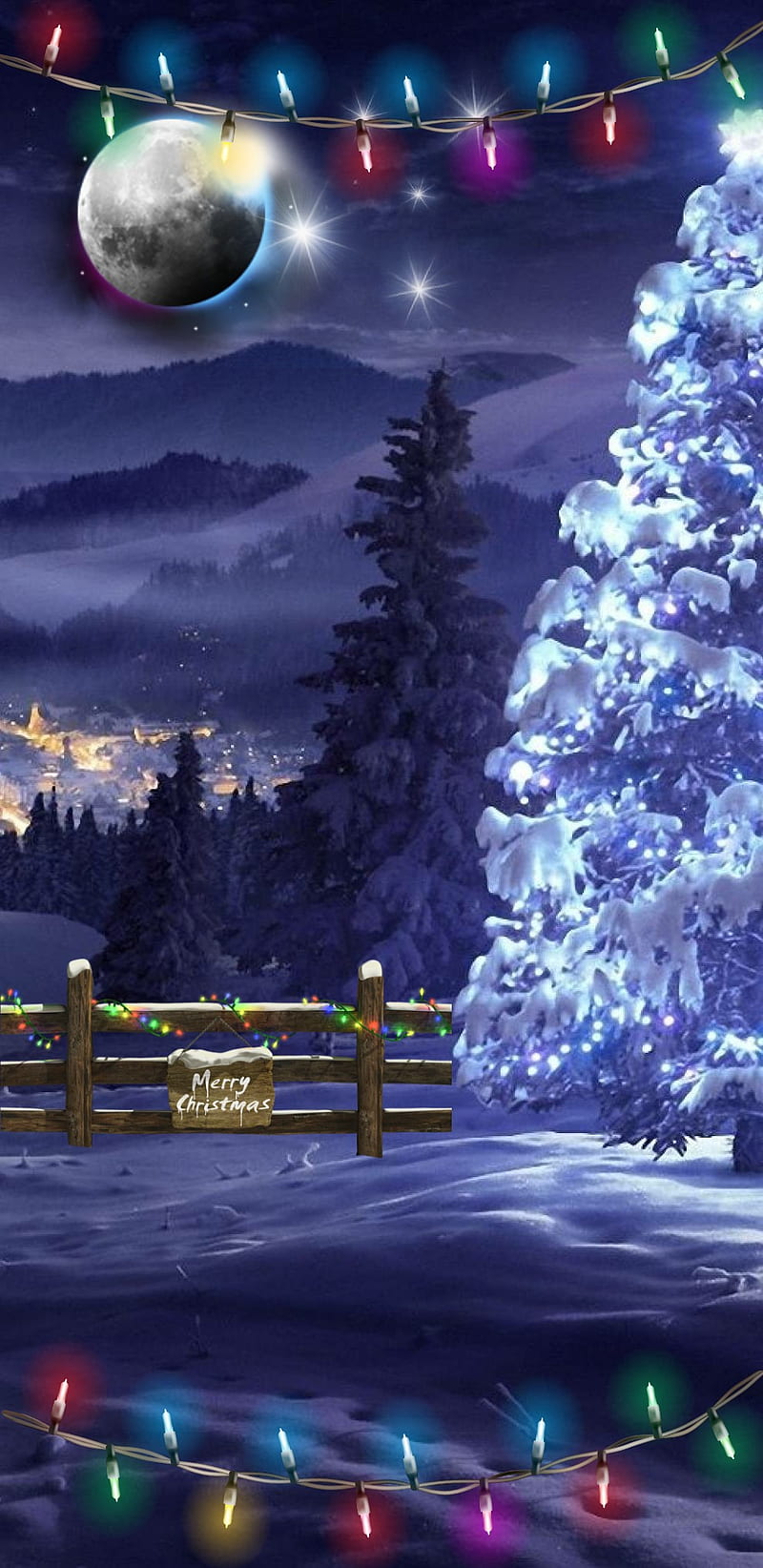 Winter Night, blue, christmas, dark, HD phone wallpaper