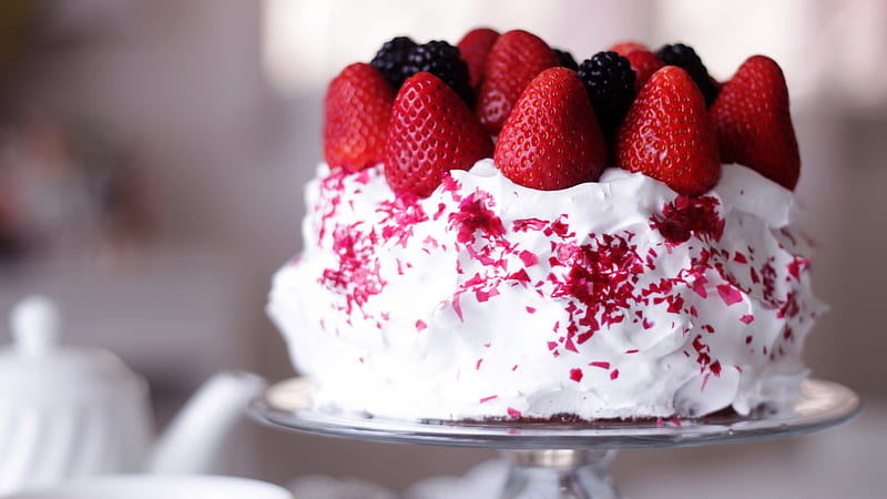 Food, Dessert, Cream, Strawberry, HD wallpaper