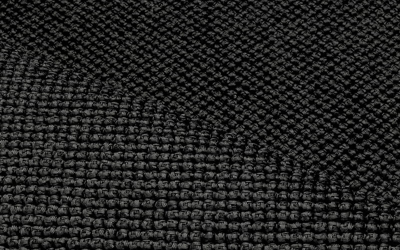 black knitted texture, fabric texture, black carpet texture, black knitted background, HD wallpaper