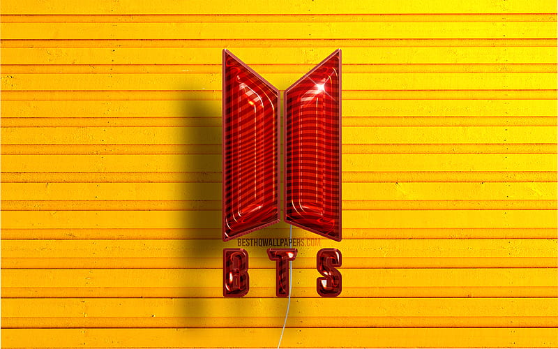 Bts logo rojo globos realistas, bangtan boys, bts 3d logo, s de madera  amarillos, Fondo de pantalla HD | Peakpx