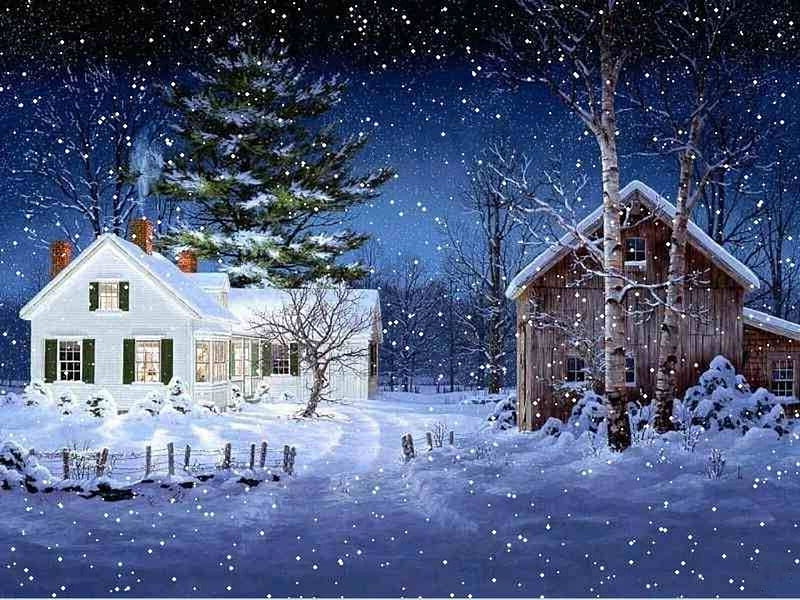 SNOWY NIGHT, snow, houses, trees, night, winter, cold, HD wallpaper ...