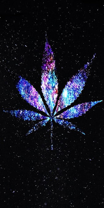 Leaf, abstract, black, blue, marijuana, smoke, HD phone wallpaper