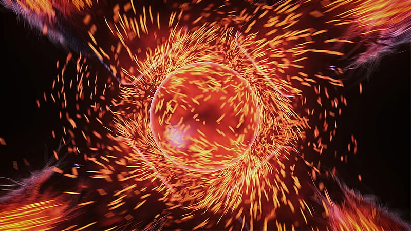 ball, sparks, bright, fiery, abstraction, HD wallpaper