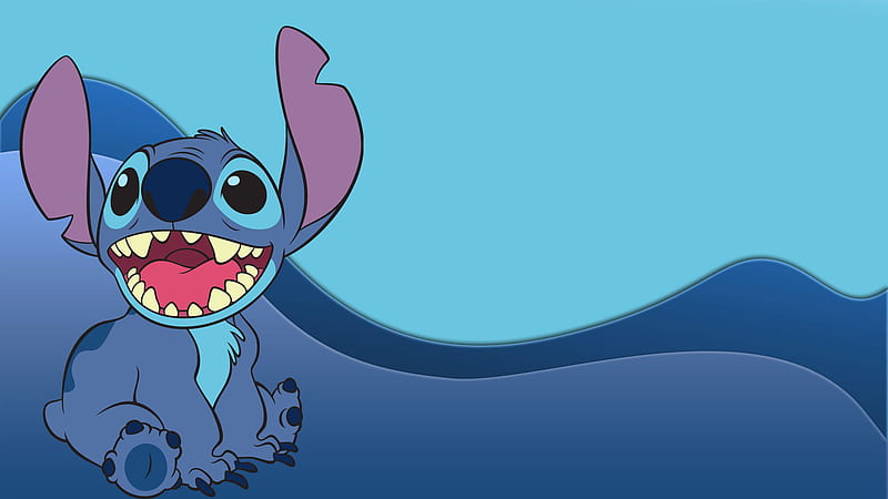 Stitch With Open Mouth In Blue Background Stitch, HD wallpaper