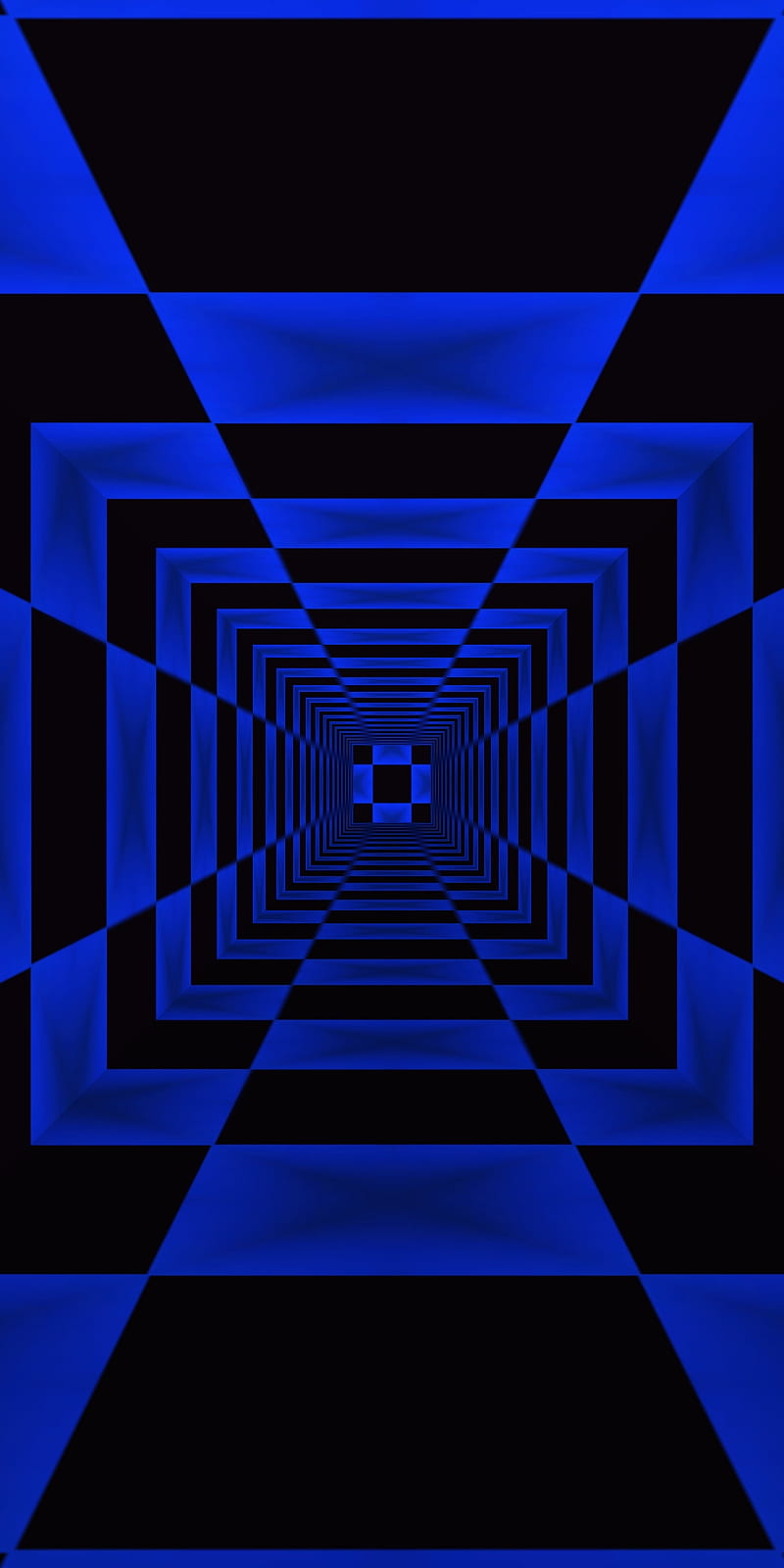 Square Tunnel 12, black, blue, checker, HD phone wallpaper