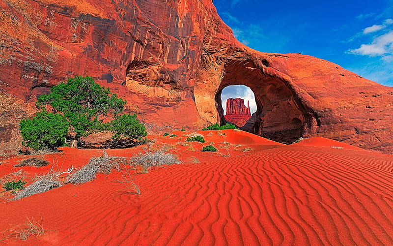 red sand, rocks, desert, Monument Valley, Utah, USA, mountains, HD wallpaper