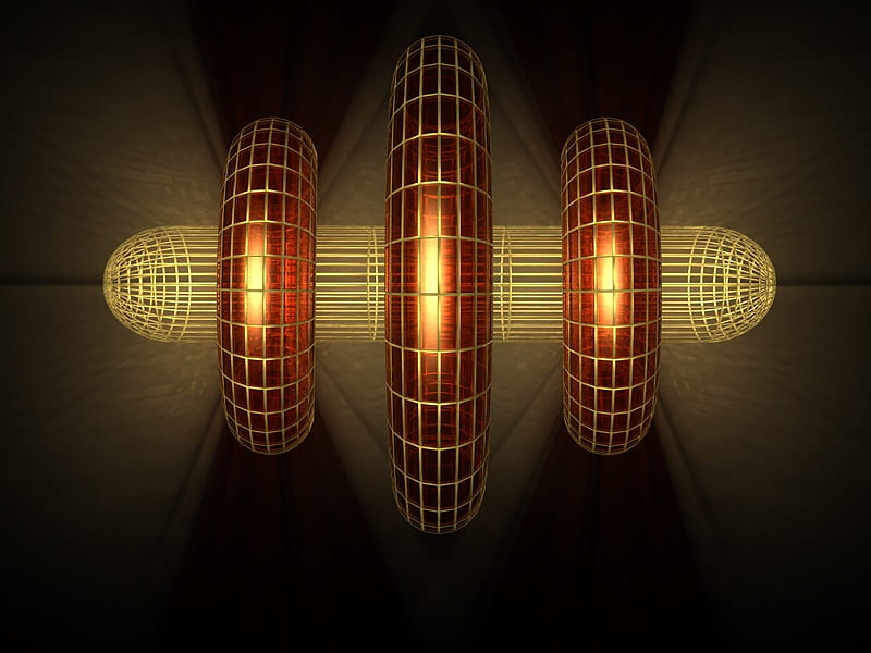 Torus Wireframe, round, bands, torus, brass, wireframe, abstract, shiny, HD wallpaper