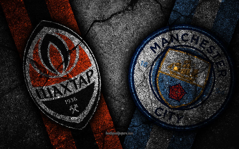 Shakhtar Donetsk vs Manchester City, Champions League, Group Stage, Round 3, creative, Shakhtar Donetsk FC, Manchester City FC, black stone, HD wallpaper