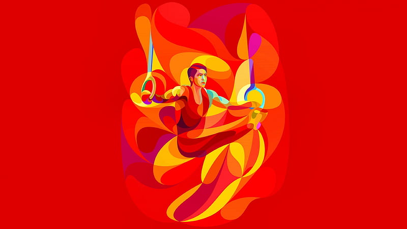 Olympic Gymnast on Rings, art, bonito, olympic, artwork, gymnast, rings, 1916, painting, summer, wide screen, esports, HD wallpaper