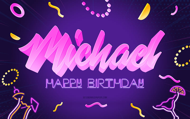 Happy Birtay Michael Purple Party Background, Michael, creative art, Happy Michael birtay, Michael name, Michael Birtay, Birtay Party Background, HD wallpaper