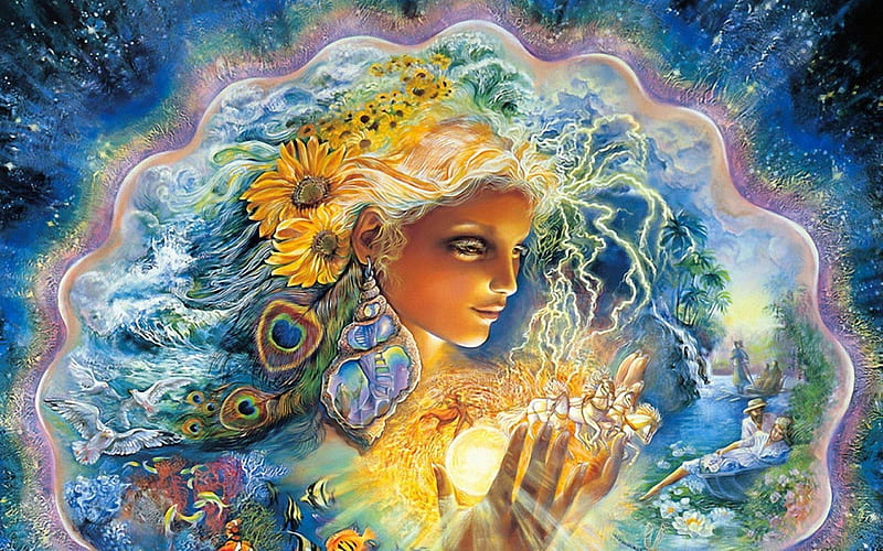 Mother Earth, fantasy, nature, Earth, mother, painting, HD wallpaper