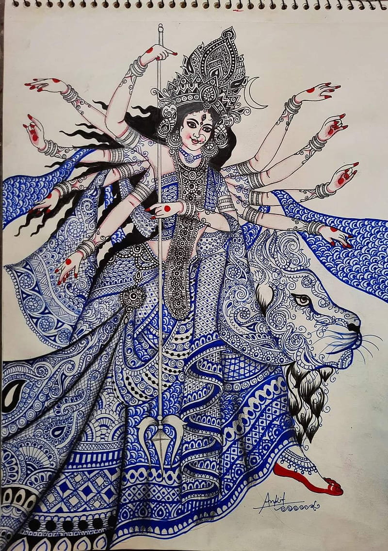 Drawing Goddess Durga using graphite pencil on normal paper. Its a navratri  special Drawing. May Devi maa bring peace and happiness… | Instagram