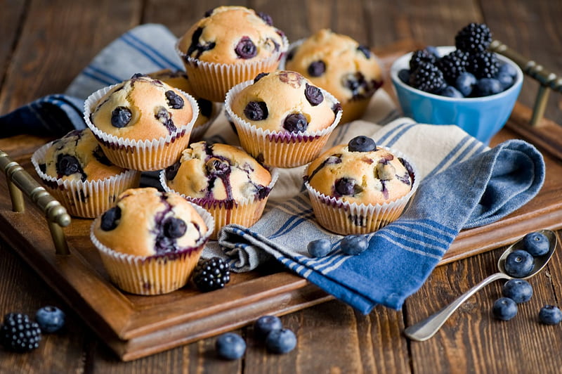*** Blueberry muffins ***, muffins, cupcakes, food, fruits, blueberry, HD wallpaper