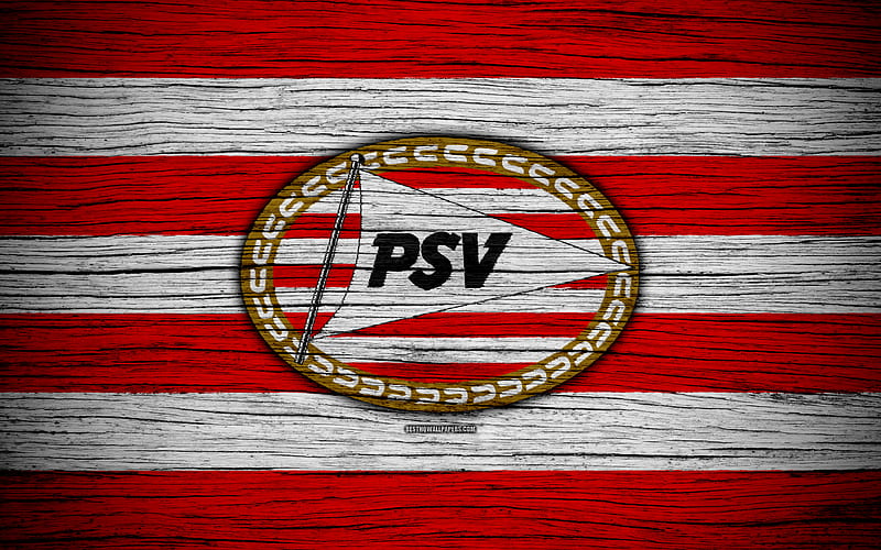 PSV FC Eredivisie, soccer, Holland, football club, PSV Eindhoven, wooden texture, FC PSV, HD wallpaper