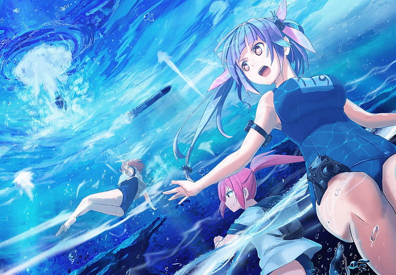 6. "Blue Haired Swimsuit Anime Girl" - wide 2
