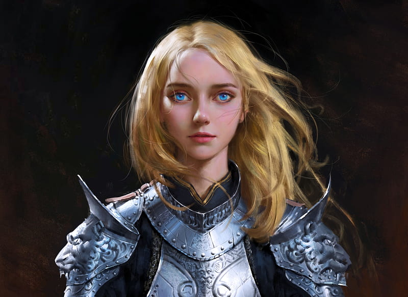 1. Paladin with blonde hair smiling in a field - wide 6