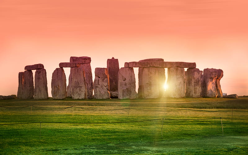 Stonehenge sunset, english landmarks, England, UK, HD wallpaper