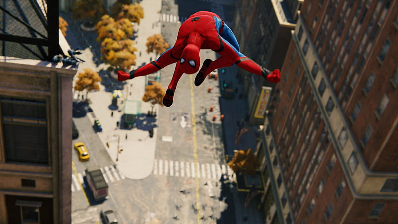 spider-man, jumping, playstation 4, buildings, console games, Games, HD wallpaper