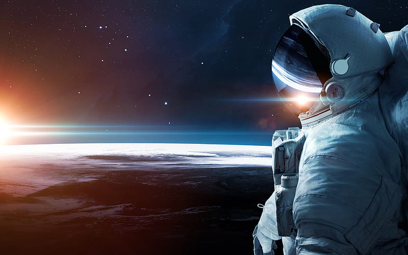 Astronaut planet, galaxy, sci-fi, universe, HD wallpaper
