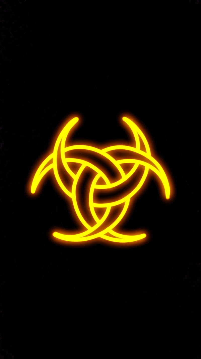 biohazard yellow, abstract black, cool., sign, simple, stop, symbol, top, HD phone wallpaper