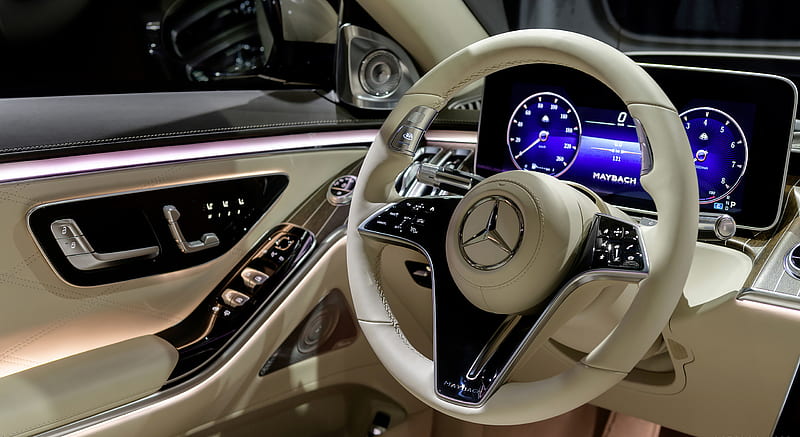 2021 Mercedes-Maybach S-Class (Leather Nappa macchiato beige / bronze brown pearl) - Interior, Steering Wheel , car, HD wallpaper