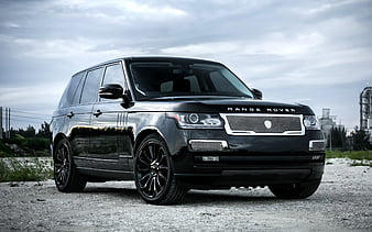 Land Rover, Range Rover Vogue, 2017, Supercharged, tuning, black luxury SUV, black wheels, HD wallpaper