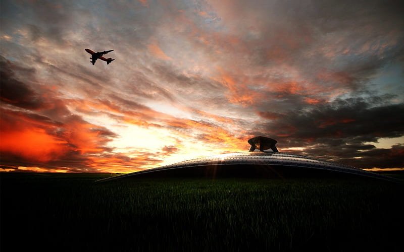Twilight of the aircraft, amazing, aircraft, newzealand, twilight, scenery, landscape, HD wallpaper