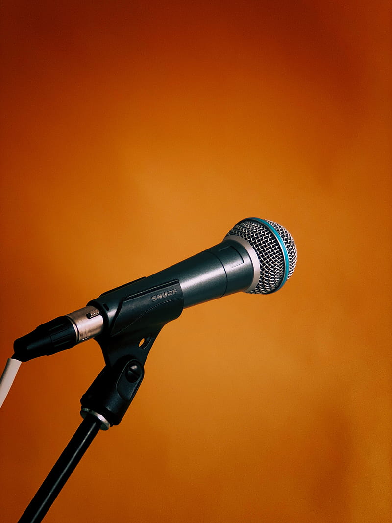 microphone, orange, music, HD phone wallpaper