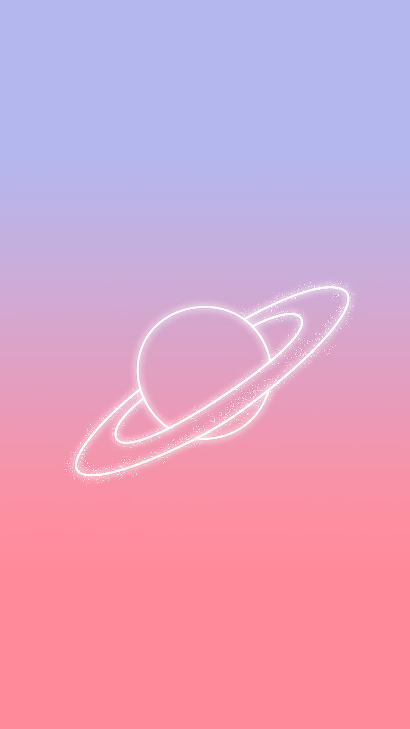 Saturno Pink, Minimal, Saturn, The, abstract, black, blue, bright, brown, cold, color, cool, dark, desenho, gradient, graphic, light, lines, minimalist, orange, plain, planet, purple, red, shadow, simple, solar, stars, system, white, yellow, HD phone wallpaper