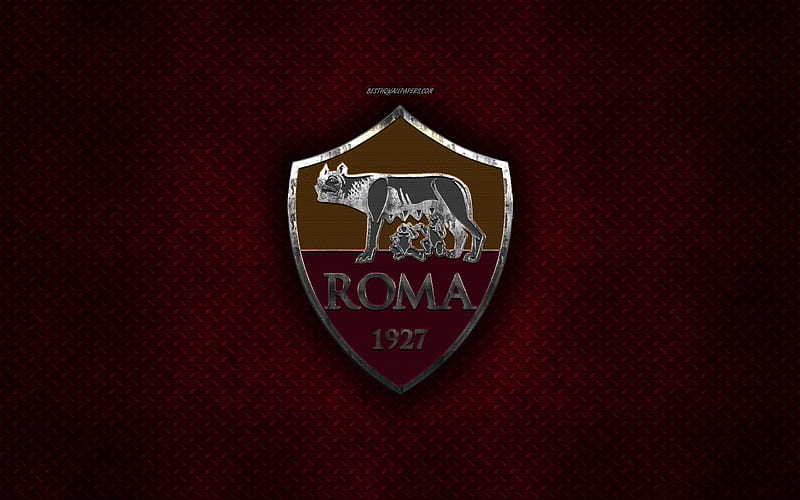 AS Roma, Italian football club, red metal texture, metal logo, emblem,  Rome, HD wallpaper