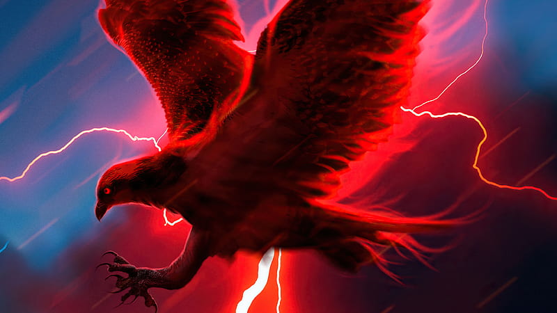 Eagle Struck By Lightning , eagle, lightning, artist, artwork, digital-art, HD wallpaper